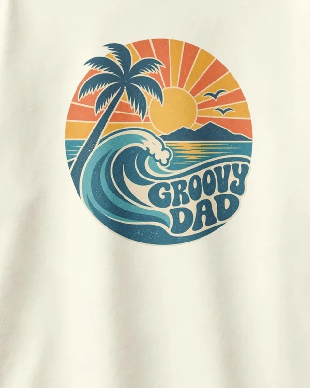 Groovy Dad Oversized T-Shirt in Off White — design detail