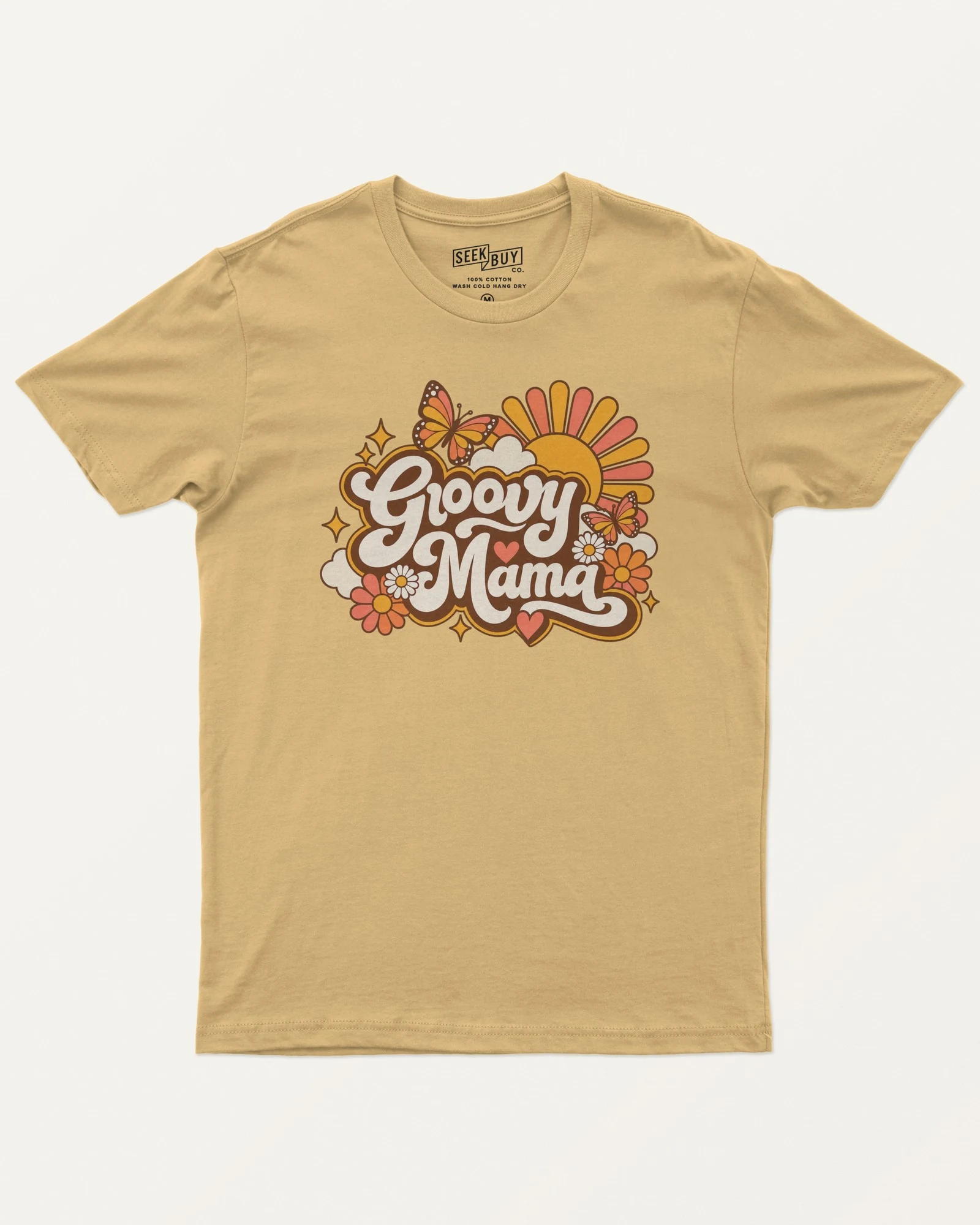 Groovy Mama Regular T-Shirt in Beige — front Groovy Mama Regular T-Shirt in Beige — front
