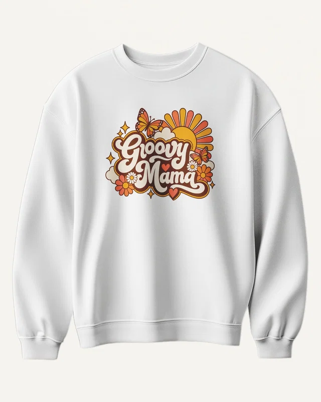 Groovy Mama Sweatshirt in White — front