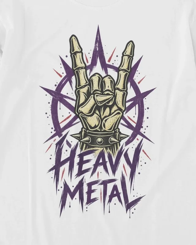 Heavy Metal Long-Sleeve T-Shirt in White — design detail