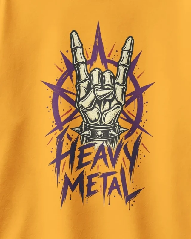 Heavy Metal Oversized T-Shirt in Golden Yellow — design detail
