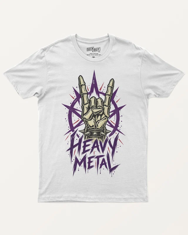 Heavy Metal Regular T-Shirt in White — front