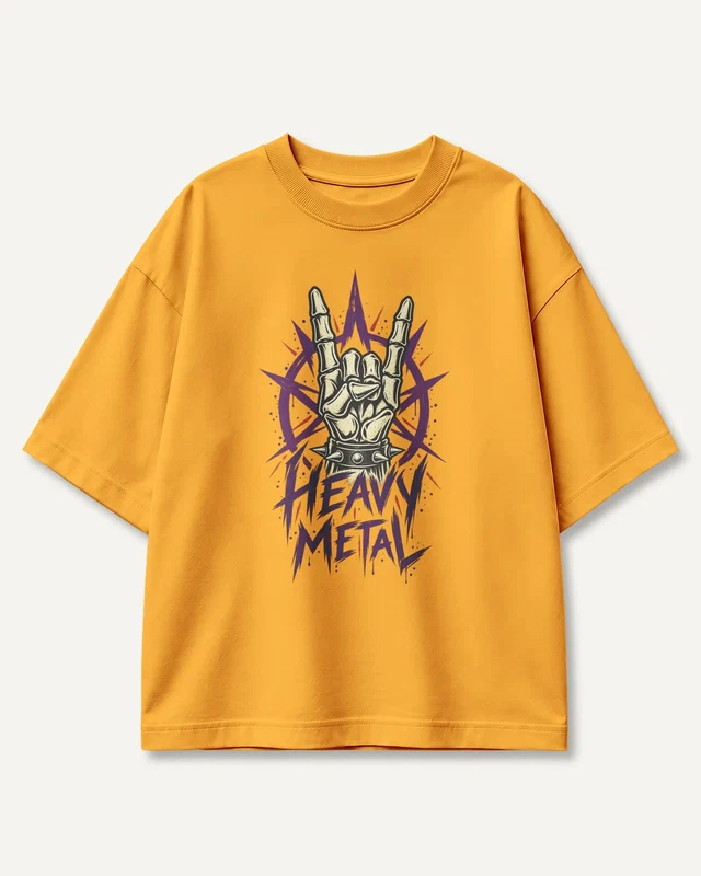 Heavy Metal Oversized T-Shirt in Golden Yellow — front