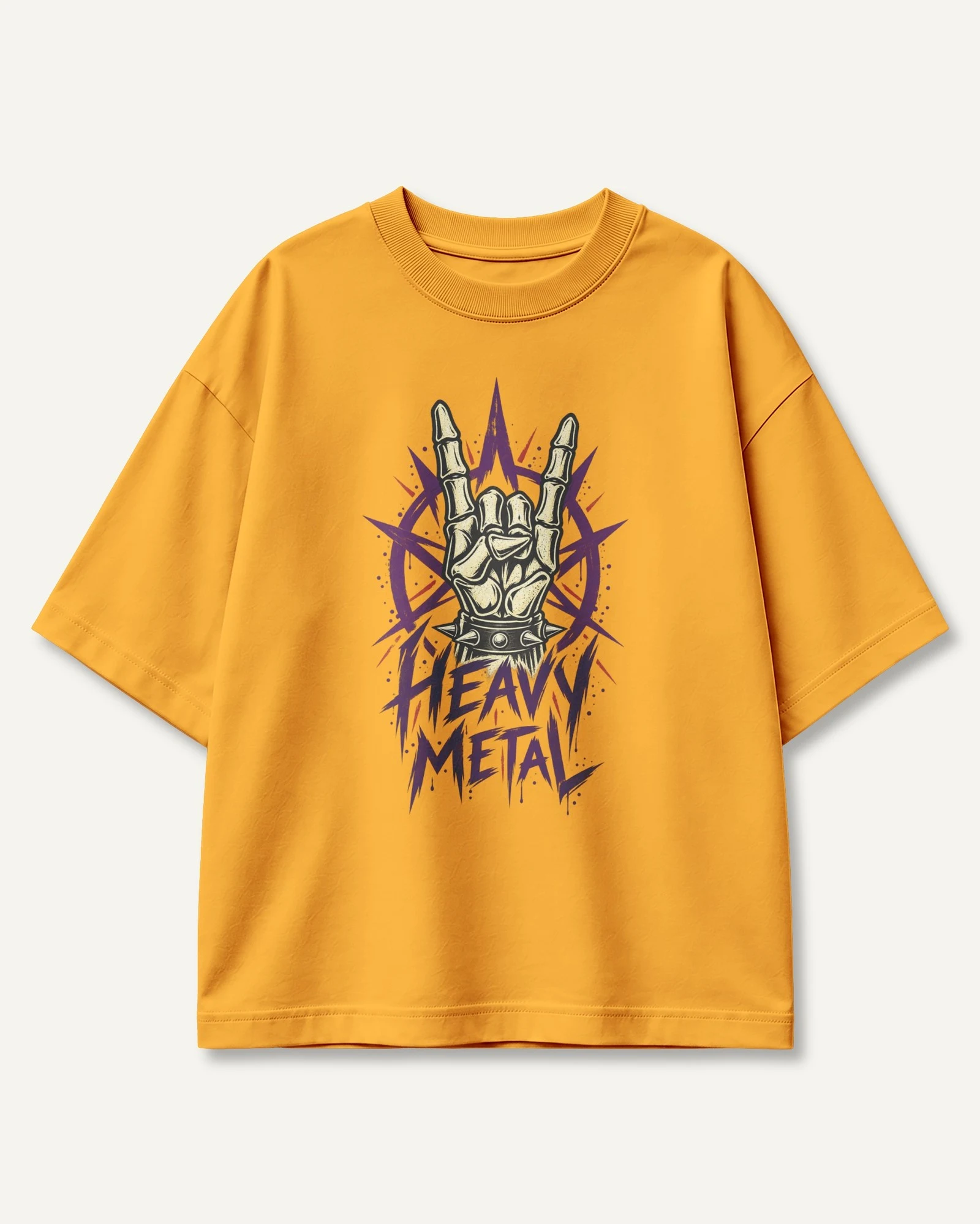 Heavy Metal Oversized T-Shirt in Golden Yellow — front Heavy Metal Oversized T-Shirt in Golden Yellow — front