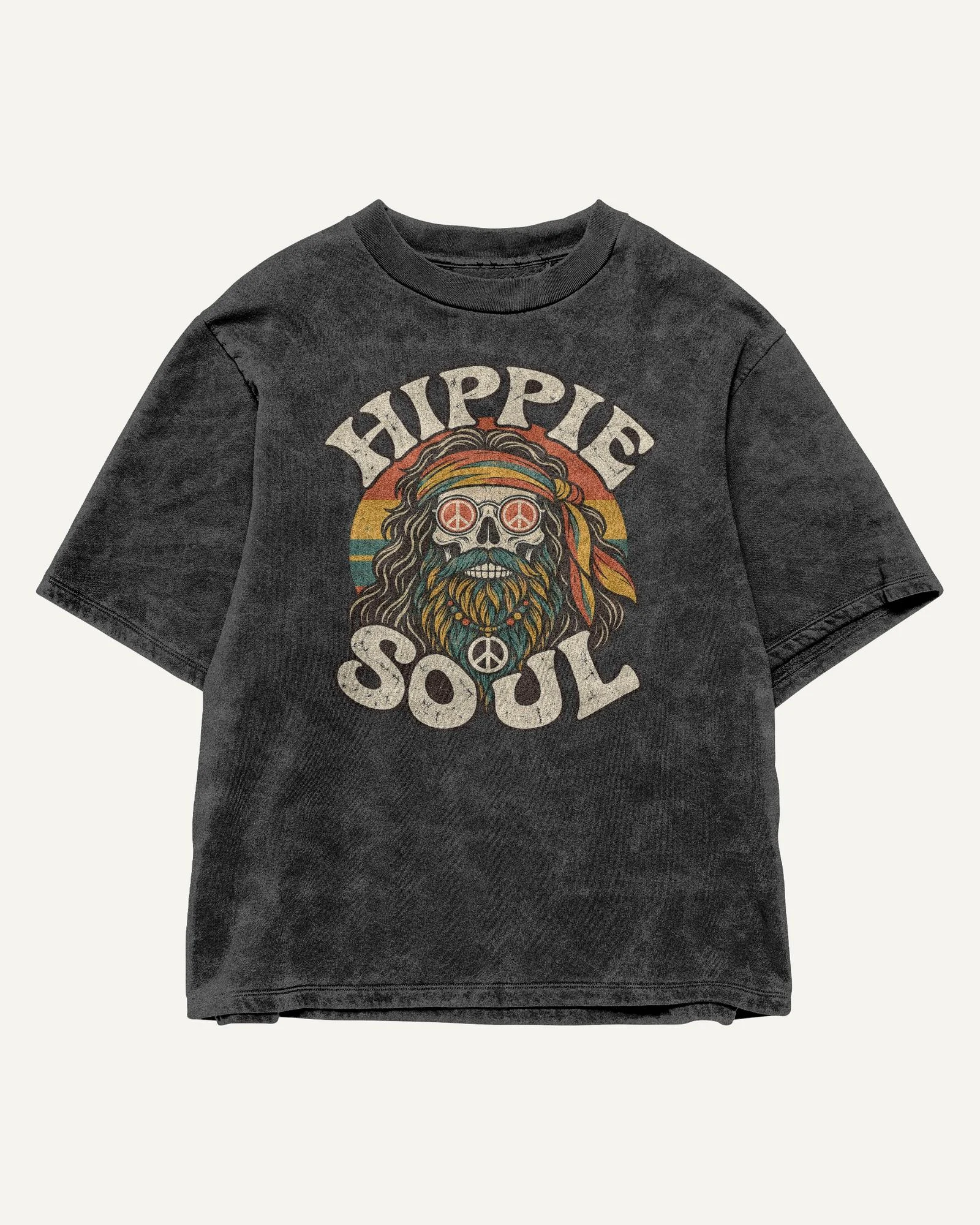 Hippie Soul Acid-Wash Oversized T-Shirt Black front Hippie Soul Acid-Wash Oversized T-Shirt in Black — front