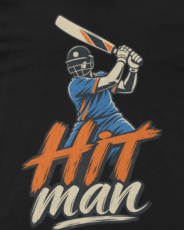 Hitman Cricket Regular T-Shirt in Black — design detail