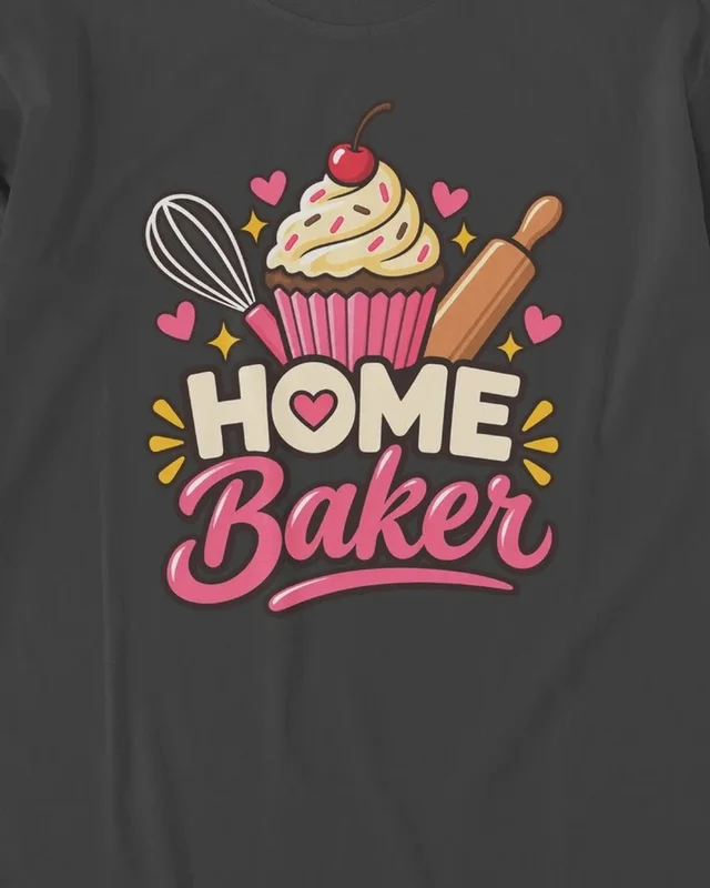 Home Baker Long-Sleeve T-Shirt in Black — design detail