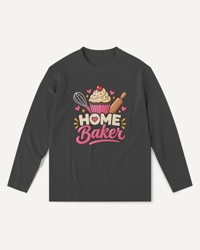 Home Baker Long-Sleeve T-Shirt in Black — front