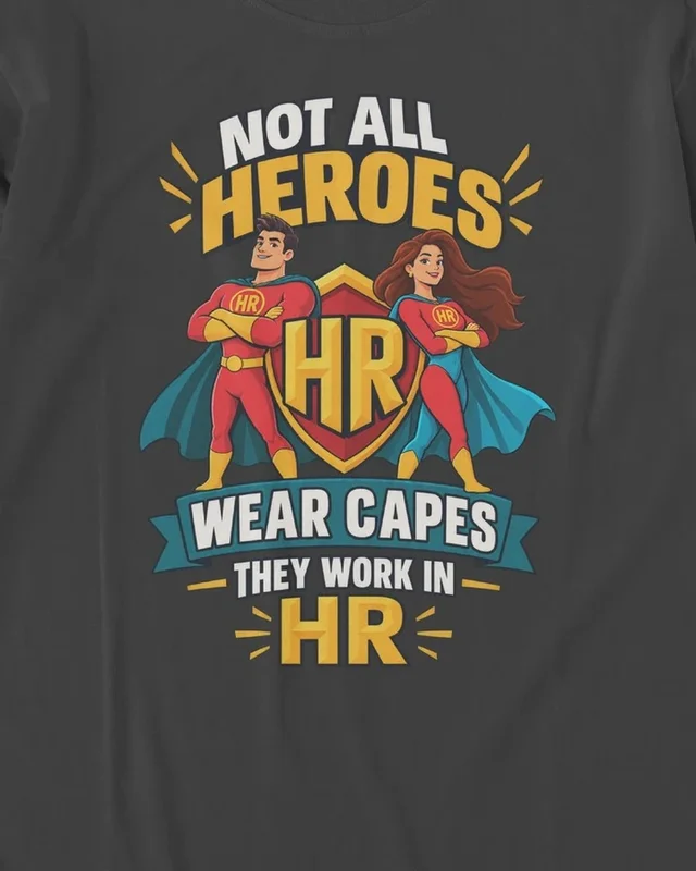 HR Workplace Heroes Long-Sleeve T-Shirt in Black — design detail