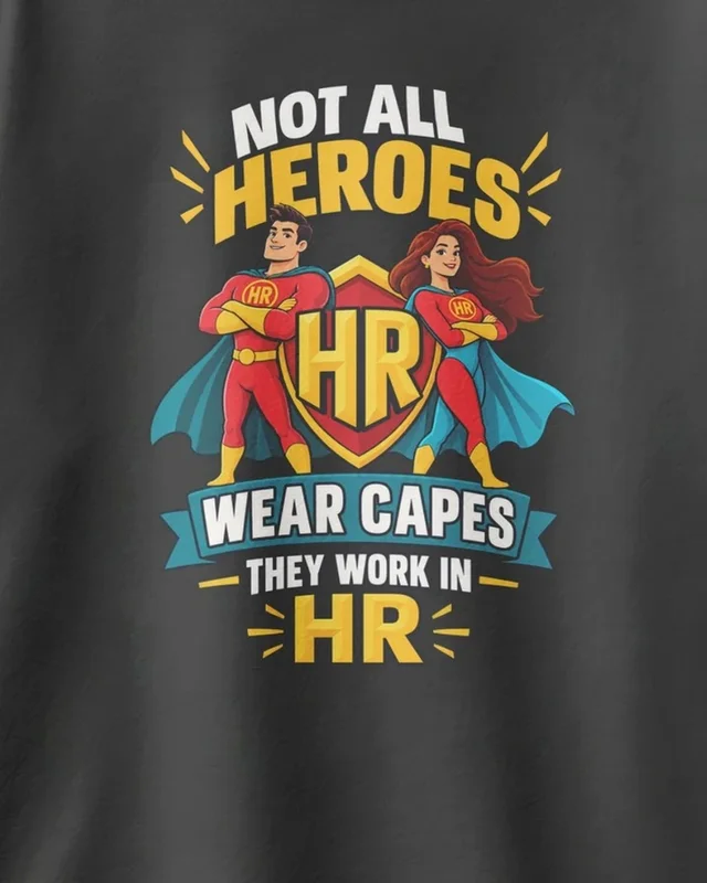HR Workplace Heroes Oversized T-Shirt in Black — design detail