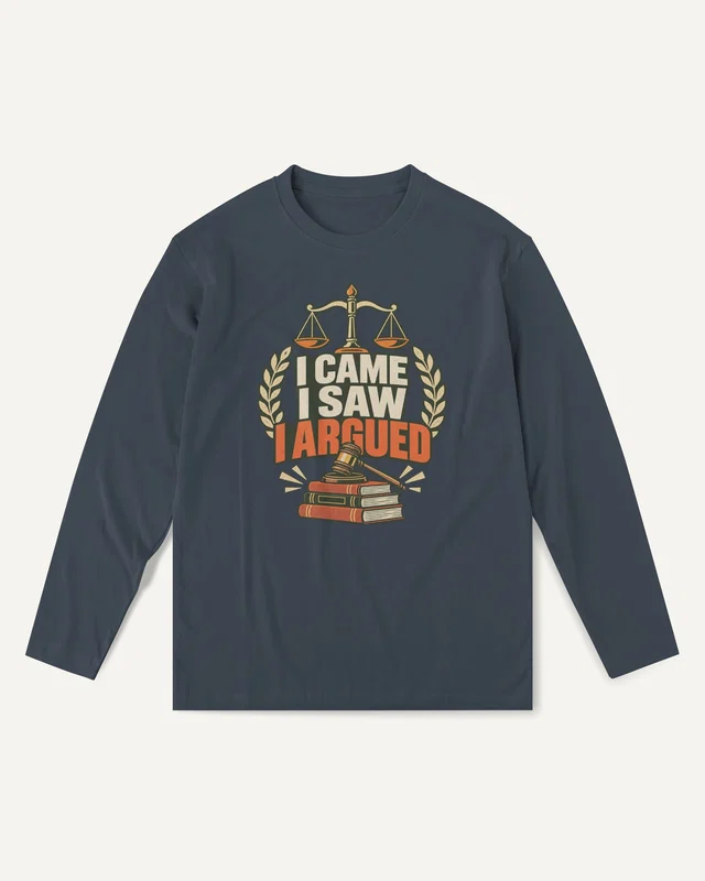 I Came I Saw I Argued Long-Sleeve T-Shirt in Navy Blue — front