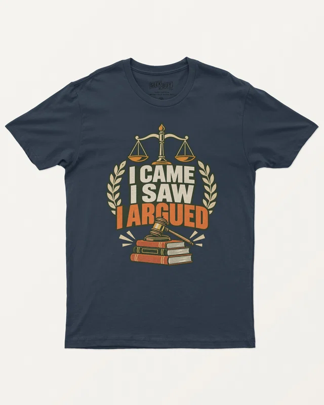 I Came I Saw I Argued Regular T-Shirt in Navy Blue — front