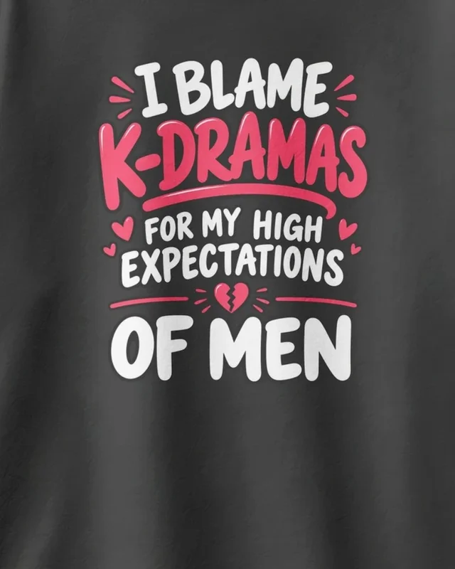 I Blame K-Dramas Oversized T-Shirt in Black — design detail