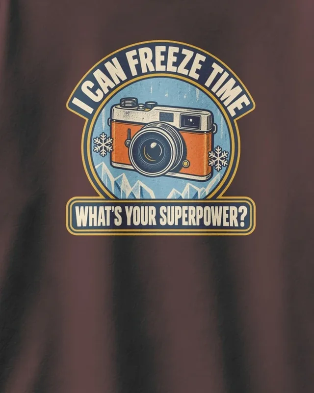 I Can Freeze Time Oversized T-Shirt in Maroon — design detail