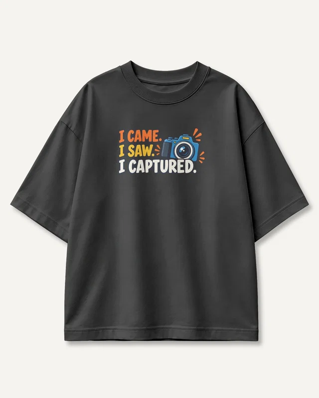 I Came I Saw I Captured Oversized T-Shirt in Black — front