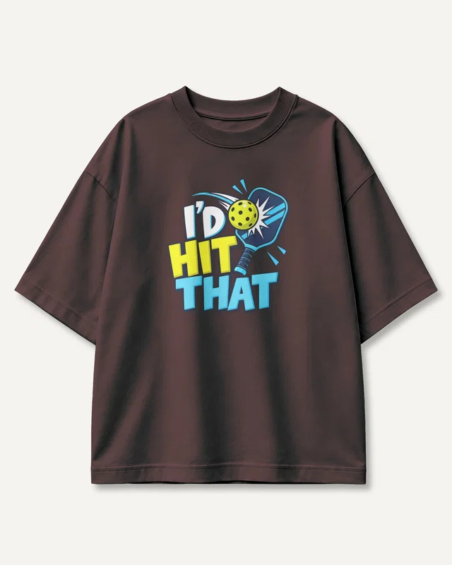 I'd Hit That Pickleball Oversized T-Shirt in Maroon — front