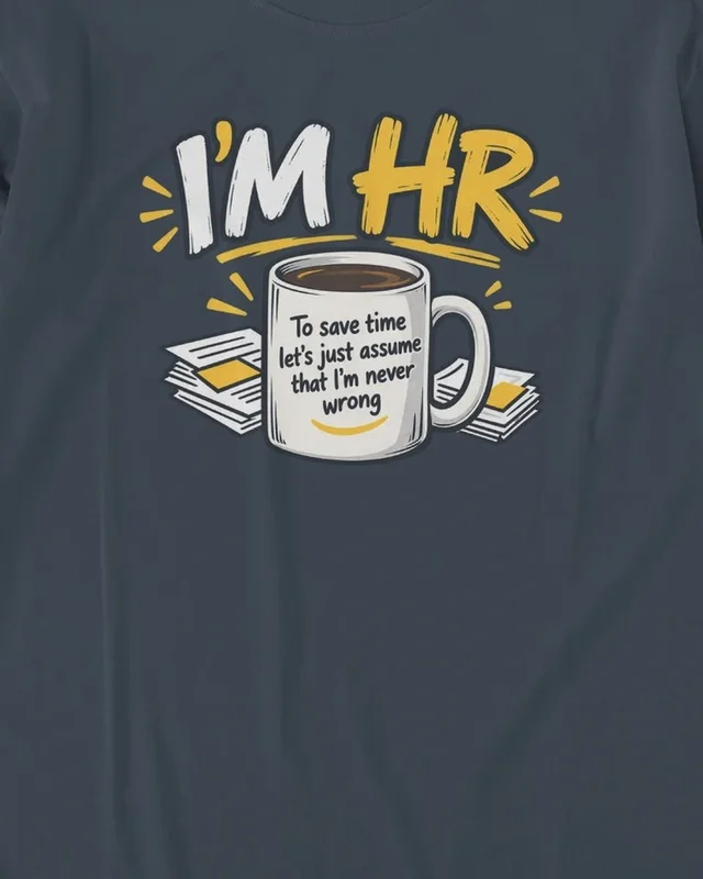I'm HR Long-Sleeve T-Shirt in Navy Blue — design detail