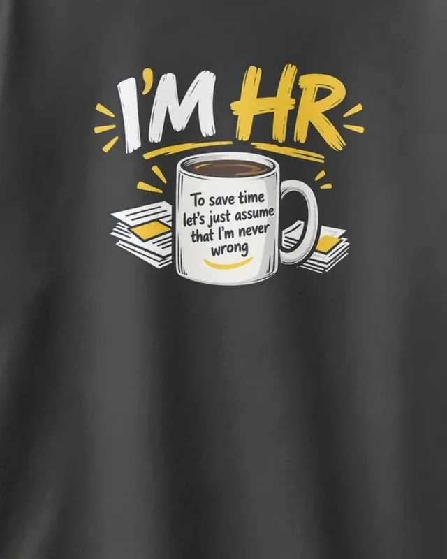 I'm HR Oversized T-Shirt in Black — design detail