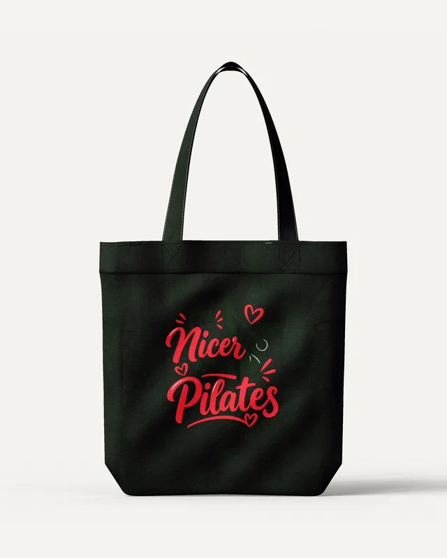 I'm Nicer After Pilates Zipper Tote Bag in Bottle Green — front