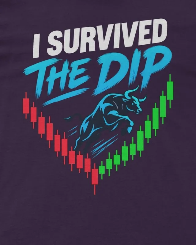 I Survived the Dip Regular T-Shirt in Purple — design detail