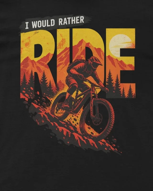 I Would Rather Ride Regular T-Shirt in Black — design detail