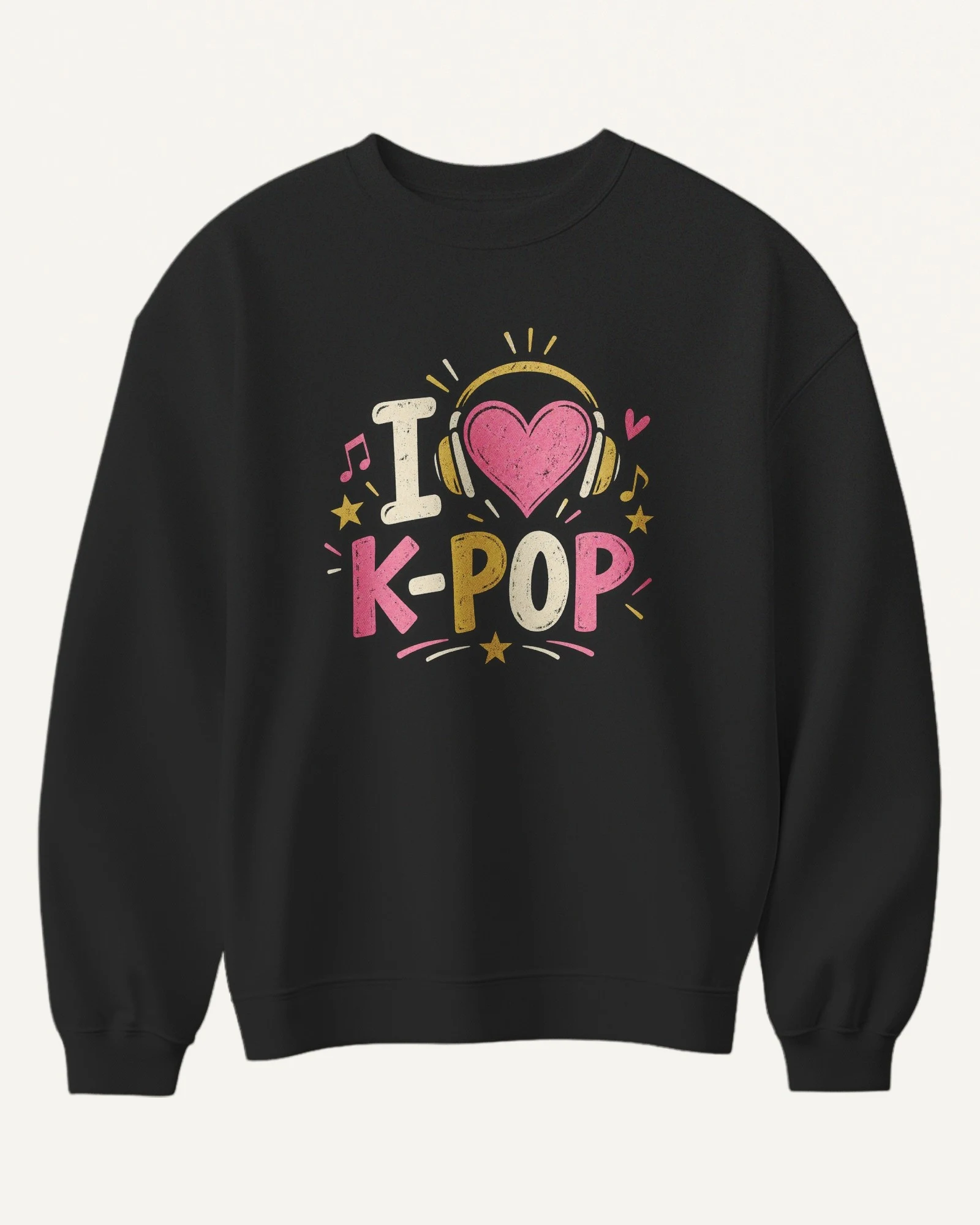 I Love K-Pop Sweatshirt in Black — front I Love K-Pop Sweatshirt in Black — front