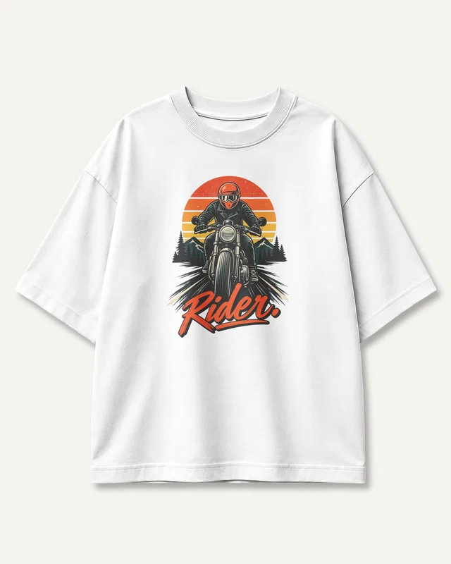 Rider Sunset Oversized T-Shirt in White — front