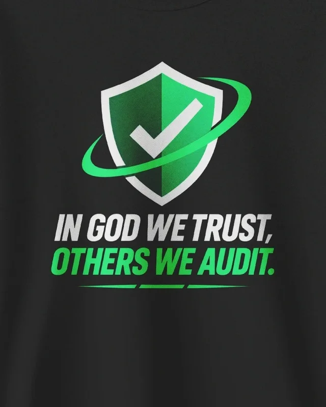 In God We Trust Others We Audit Sweatshirt in Black — design detail