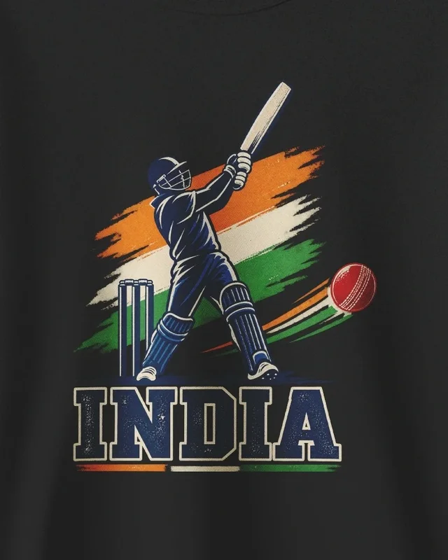 India Cricket Sweatshirt in Black — design detail