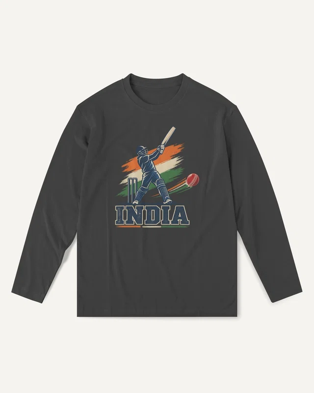 India Cricket Long-Sleeve T-Shirt in Black — front
