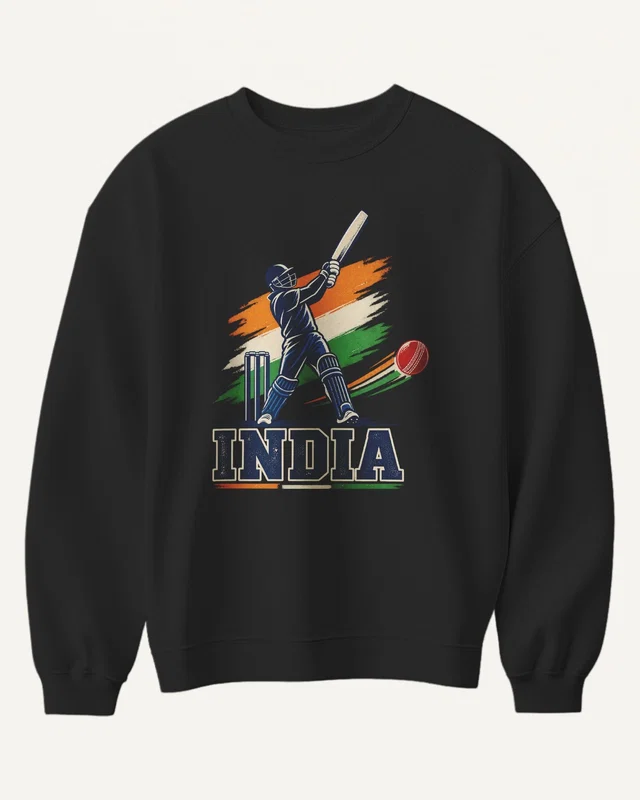 India Cricket Sweatshirt in Black — front