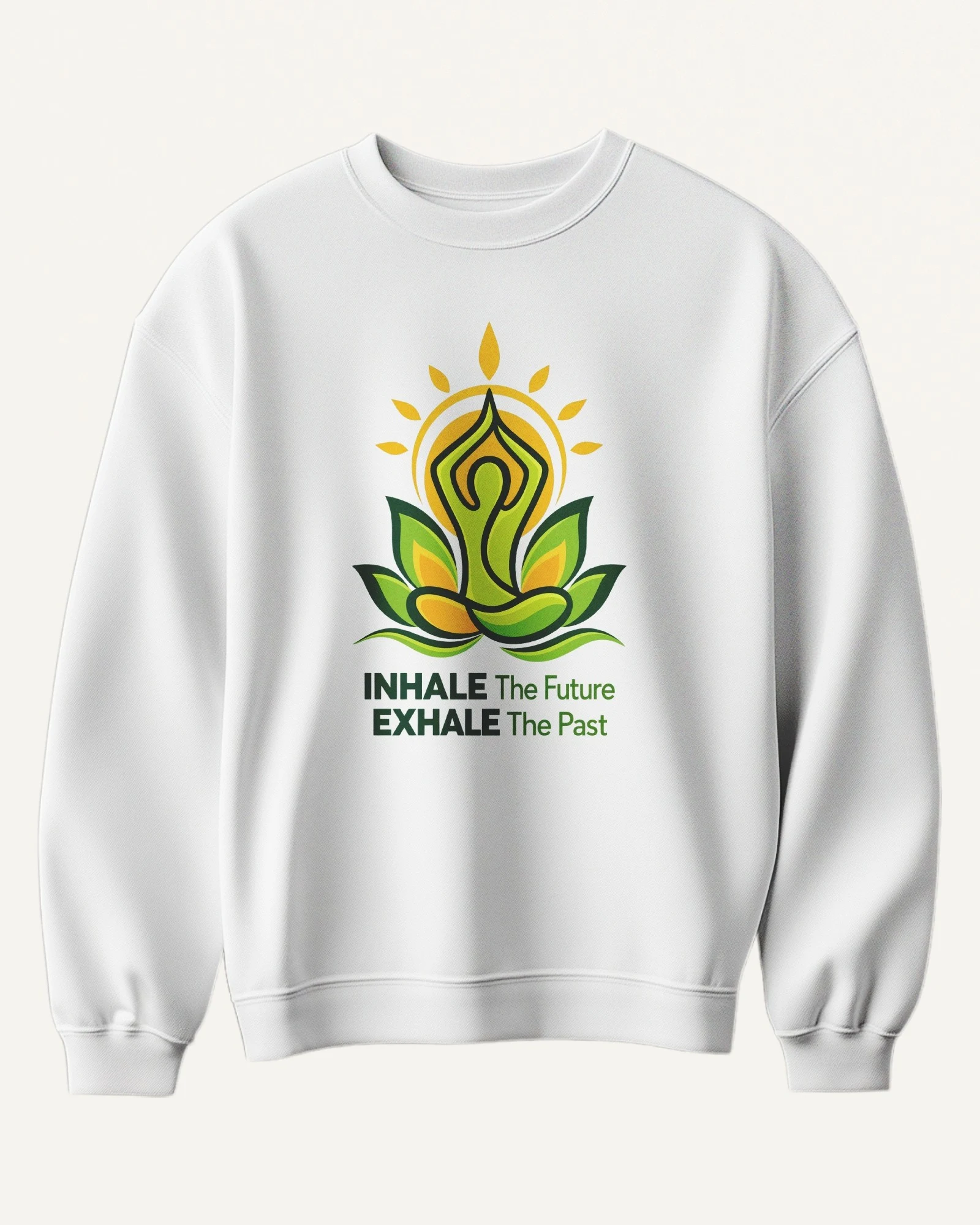 Inhale the Future Exhale the Past Sweatshirt in White — front Inhale the Future Exhale the Past Sweatshirt in White — front