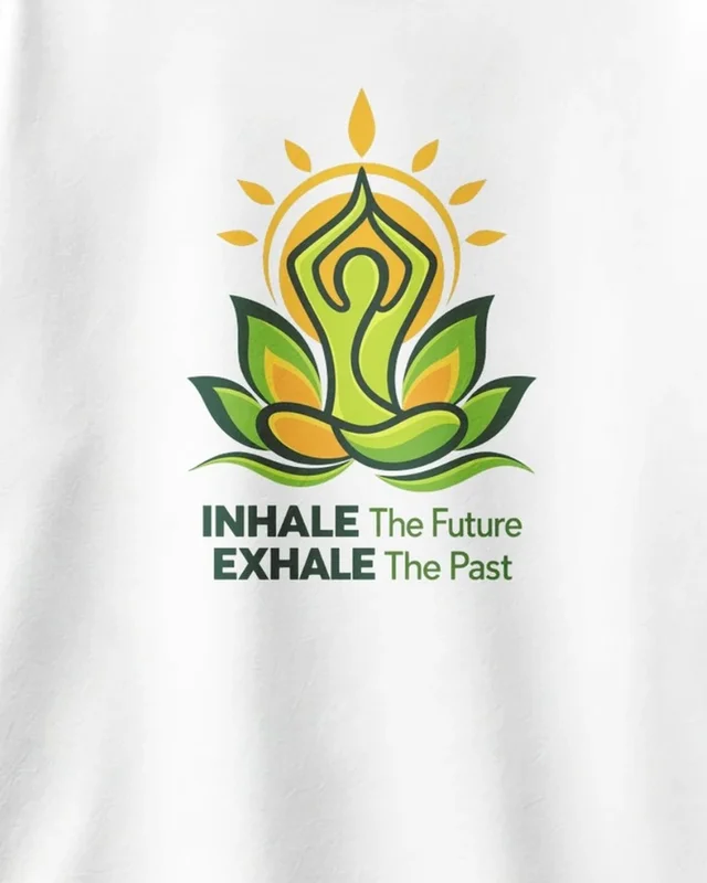 Inhale the Future Exhale the Past Oversized T-Shirt in White — design detail