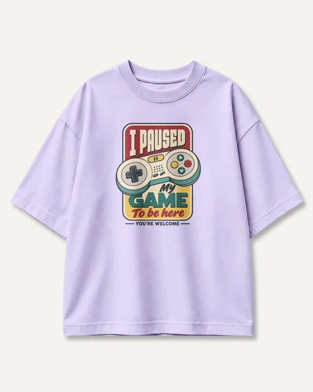 I Paused My Game to Be Here Oversized T-Shirt in Lavender — front