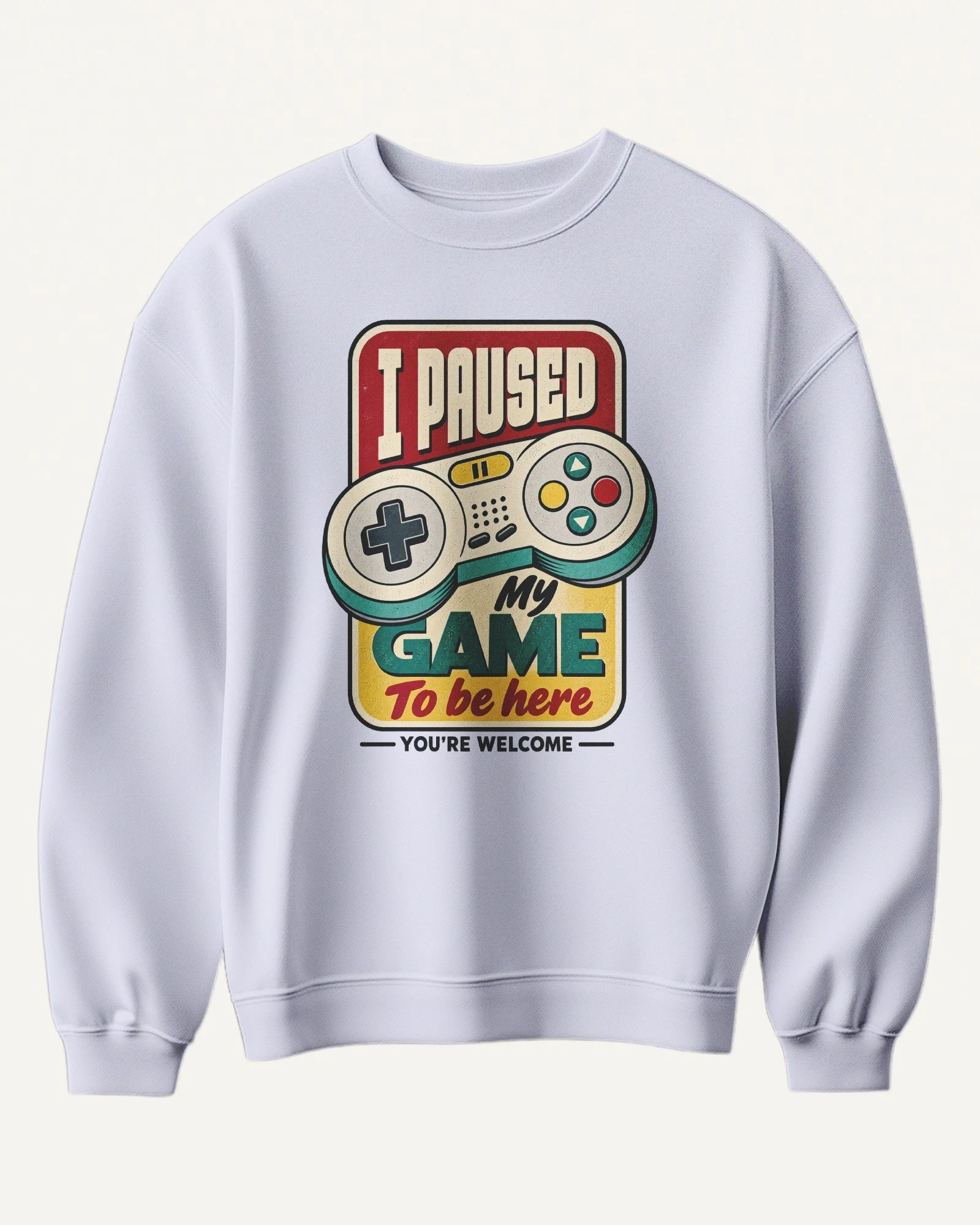 I Paused My Game to Be Here Sweatshirt in Lavender — front I Paused My Game to Be Here Sweatshirt in Lavender — front
