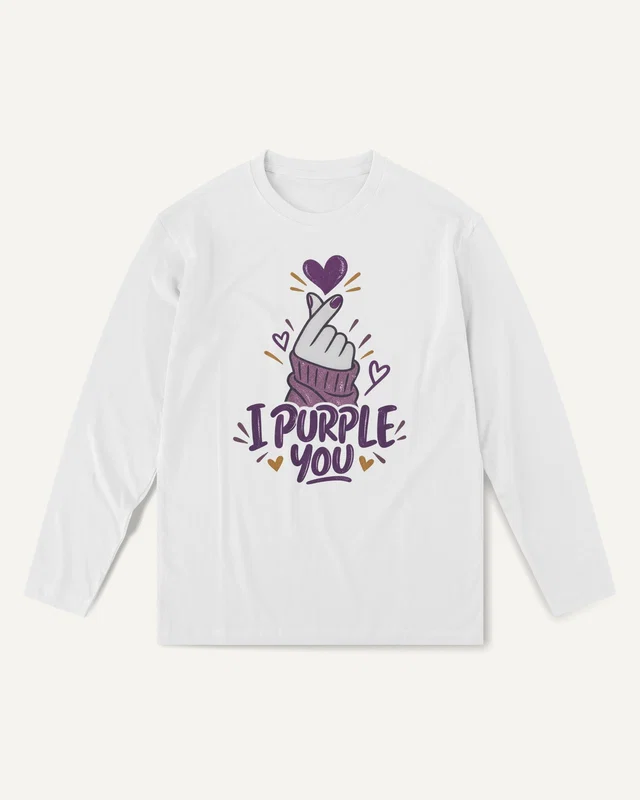 I Purple You Long-Sleeve T-Shirt in White — front