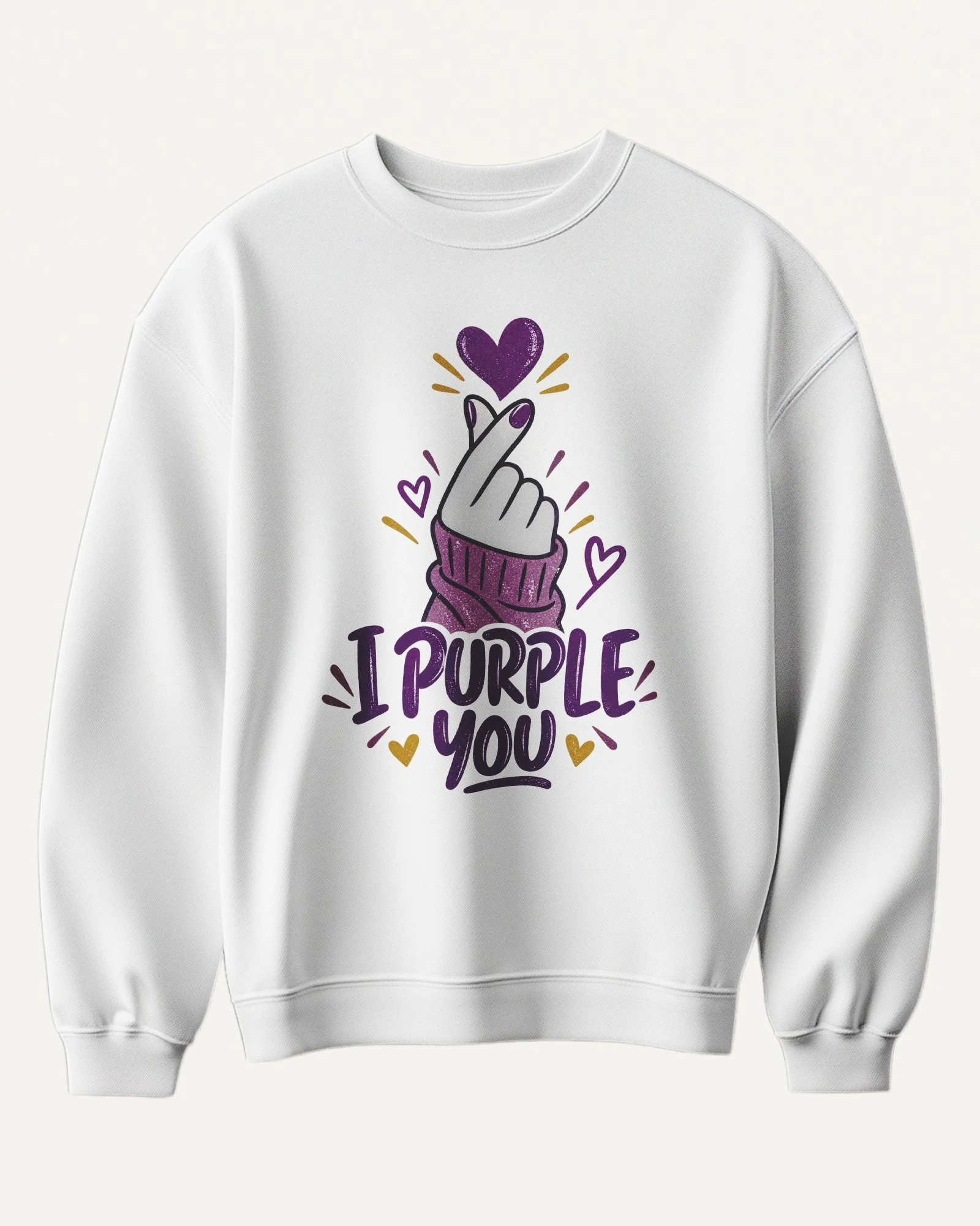 I Purple You Sweatshirt in White — front I Purple You Sweatshirt in White — front
