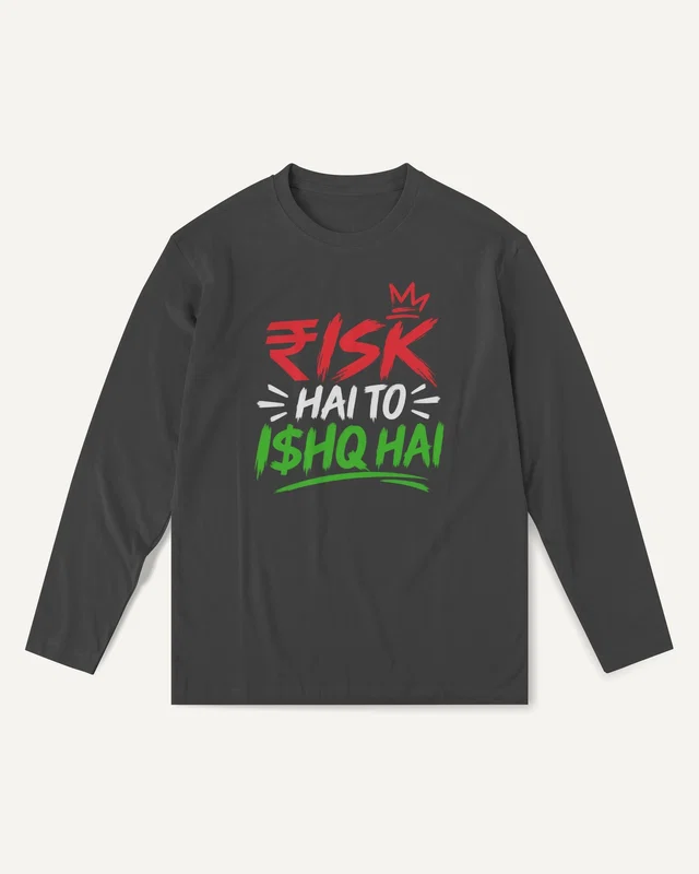 Risk Hai To Ishq Hai Long-Sleeve T-Shirt in Black — front