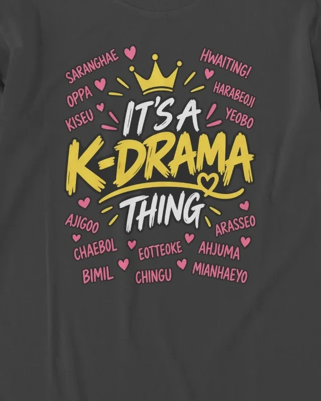 It's a K-Drama Thing Long-Sleeve T-Shirt in Black — design detail