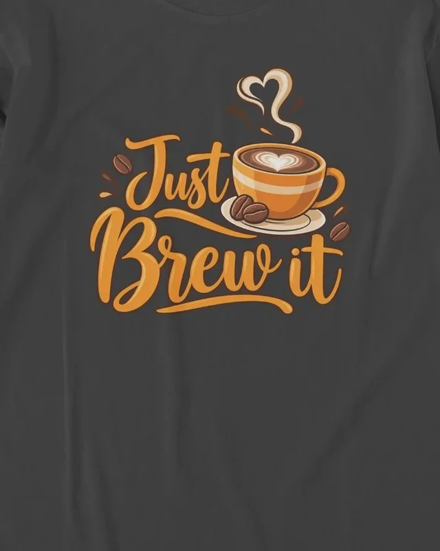 Just Brew It Long-Sleeve T-Shirt in Black — design detail