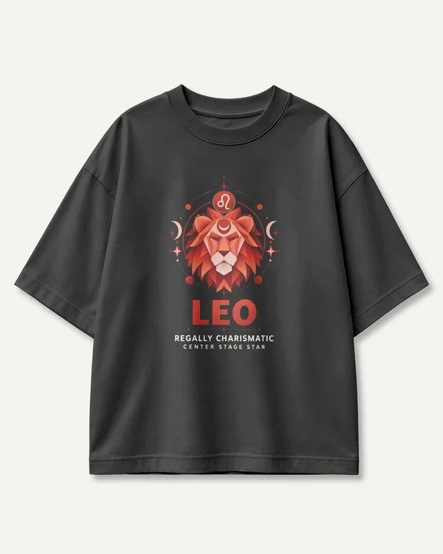 Leo Oversized T-Shirt in Black — front