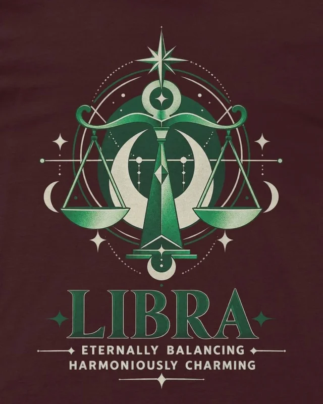 Libra Regular T-Shirt in Maroon — design detail