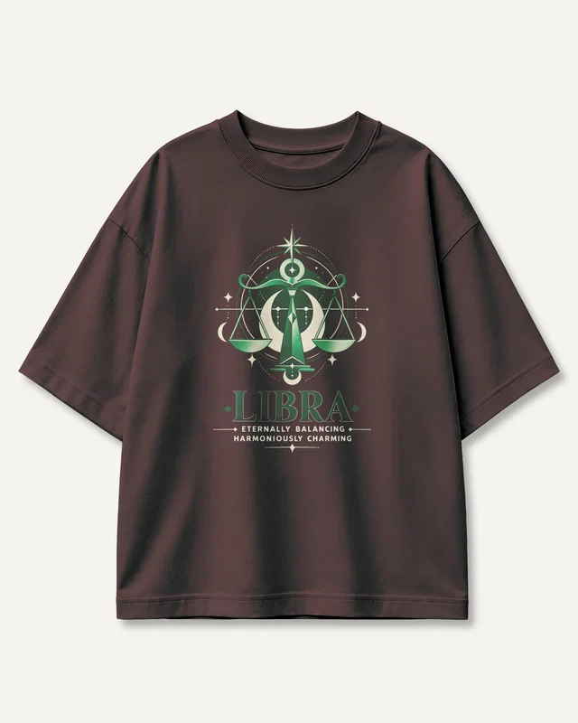 Libra Oversized T-Shirt in Maroon — front
