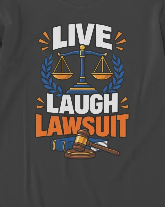 Live Laugh Lawsuit Long-Sleeve T-Shirt in Black — design detail