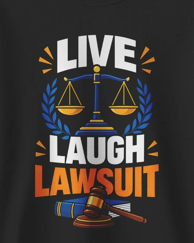Live Laugh Lawsuit Sweatshirt in Black — design detail