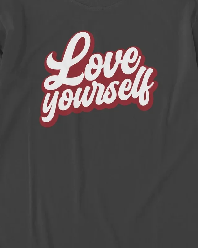 Love Yourself Long-Sleeve T-Shirt in Black — design detail
