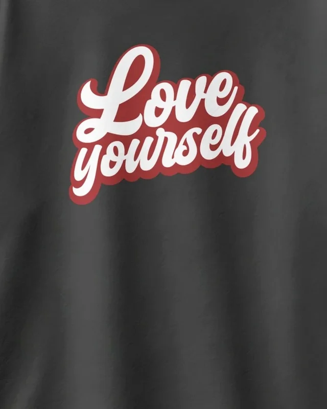 Love Yourself Oversized T-Shirt in Black — design detail