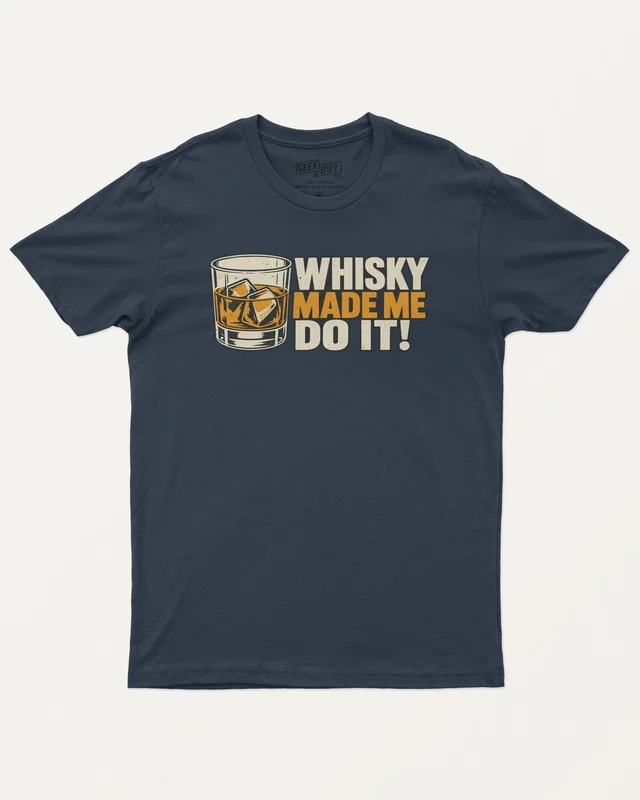 Whisky Made Me Do It Regular T-Shirt in Navy Blue — front