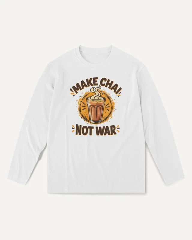 Make Chai Not War Long-Sleeve T-Shirt in White — front