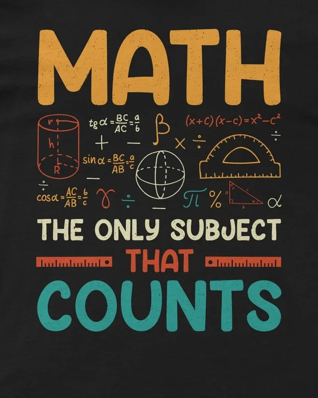 Math the Only Subject That Counts Regular T-Shirt in Black — design detail